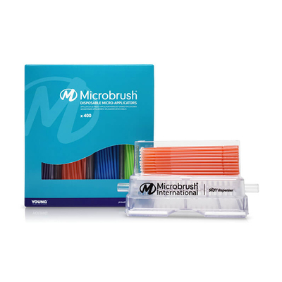 Microbrush+ Regular Micro-Applicators With Dispenser (400 Applicators (100 each: Blue, Green, Peach & Purple)  and 1 Dispenser)
