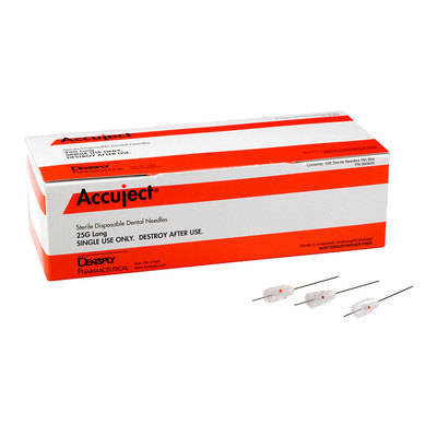 Accuject 25ga Long (100) - Red Plastic Hub Needles