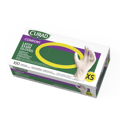 Curad X-Small Powder-Free Latex Beige Gloves BX/100