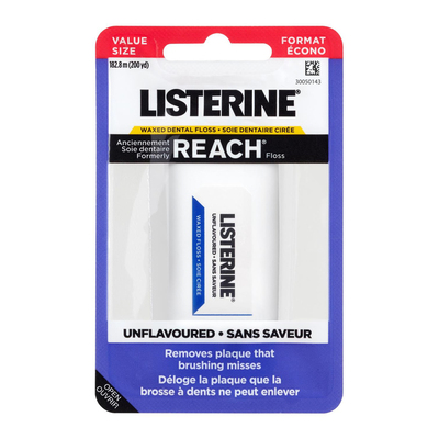 Listerine (Reach) Floss Waxed 200 yard Unflavoured (in plastic dispenser)