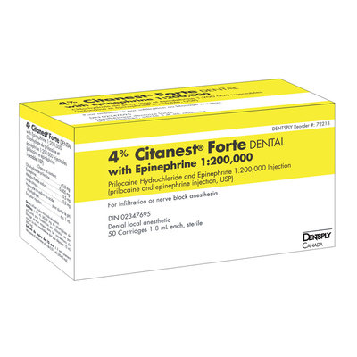 Citanest Forte 4% (50) Epinephrine 1:200,000 (Prilocaine) **PRODUCT EXPIRES MAY 2023****FINAL SALE, NO RETURNS PERMITTED**
