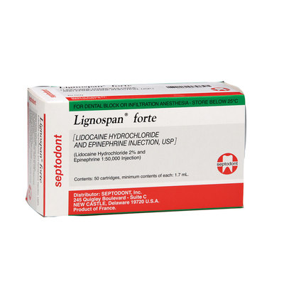 Lignospan Forte 2% (50) Lidocaine/1:50,000 Epinephrine