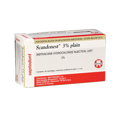 Scandonest 3% Plain (50) Mepivacaine/No Vasoconstrictor