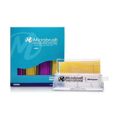 Microbrush+ Fine Micro-Applicators With Dispenser (400 Applicators (200 each: Pink and Yellow)  and 1 Dispenser)