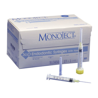 Endodontic 3cc Syringe With 23gax1-1/4" Needle (100) (Monoject)