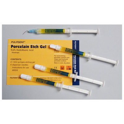 Porcelain Etch Gel Kit 4 x 1.2ml Syringe & 8 Needles
