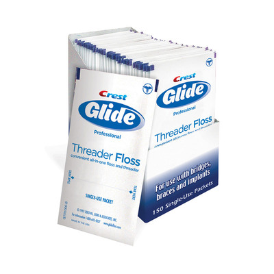 Glide Floss Threaders Unflavoured 150 Single Use Packets Per Box