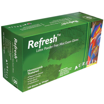Aurelia Refresh Powder-free Medium Mint Green Latex Gloves Bx/100