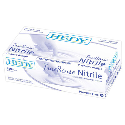 TrueSense Powder-Free X-Small Box/250 Indigo Nitrile Gloves (Hedy)