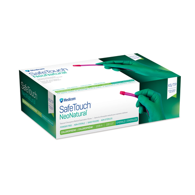 SafeTouch NeoNatural PF X-Small Bx/100 Chloroprene Green Glove