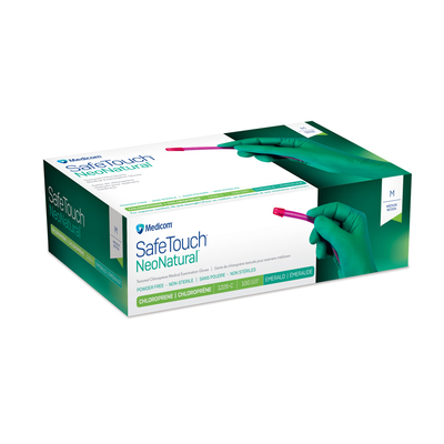 SafeTouch NeoNatural Powder Free Medium Bx/100 Chloroprene Green Glove