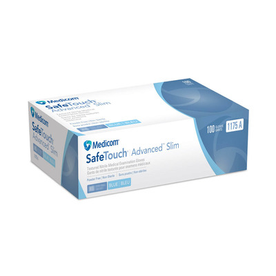 Safetouch Advanced Slim Blue Small Nitrile Powder-free Gloves Bx/100