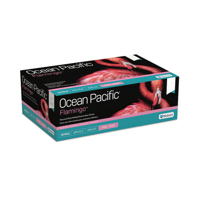 Ocean Pacific Flamingo PF Medium Box/200 Pink Nitrile Gloves