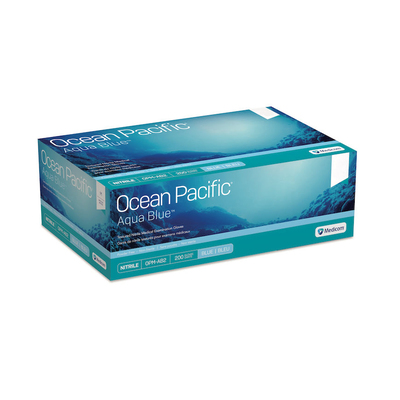 Ocean Pacific Aqua Blue PF Large Bx/200 Textured Nitrile Gloves