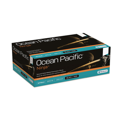 Ocean Pacific Ninja Powder-Free Small Box/200 Black Nitrile Gloves