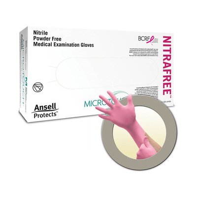 MicroTouch Nitrafree Pink Powder-Free Nitrile Gloves X-Small Bx/100
