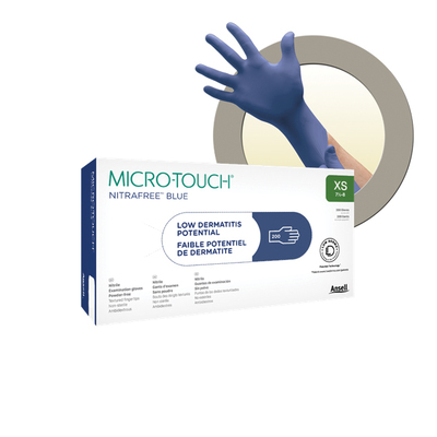 MicroTouch NitraFree Blue X-Small Nitrile Powder-Free Gloves Bx/200