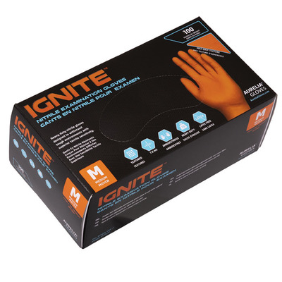 Aurelia Ignite Powder-Free Medium Bx/100 Orange 7ml Sterilization Glove