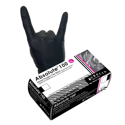 Aurelia Absolute 100 Medium Black Powder-Free Nitrile Gloves  (100) 
