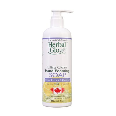 Herbal Glo Ultra Clean Hand Foaming Soap with Tea Tree Oil and Lemongrass 350ml Pump Bottle