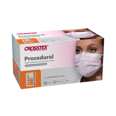 Procedural Earloop Mask Pink (50) ASTM 2