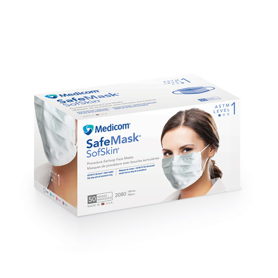 SafeMask SofSkin Earloop White (50) (Low Barrier) ASTM Level 1