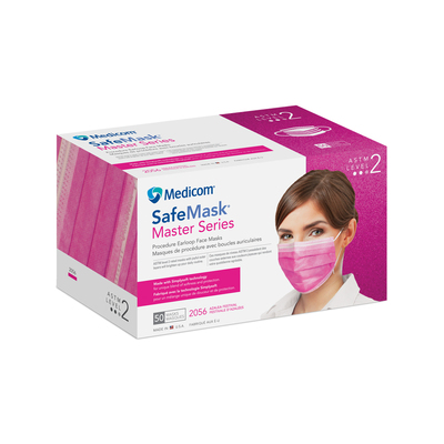 SafeMask Master Series Plus Procedure Masks ASTM Level 2 Azalea Festival (50) Earloop #2056 