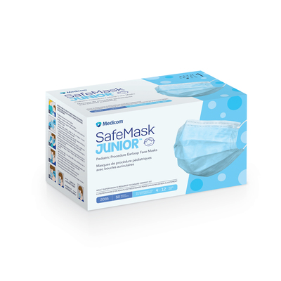 SafeMask Junior Earloop Blue ASTM Level 1 Masks Bx/50 (For ages 4 -12 years)