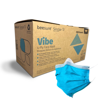 Mask BeeSure Vibe Luminous Blue Earloop Level 3 (4-Ply) Bx/50