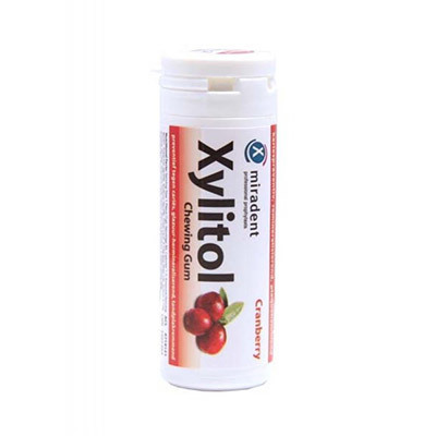 Miradent Xylitol Cranberry 12 Vials of 30 Pieces