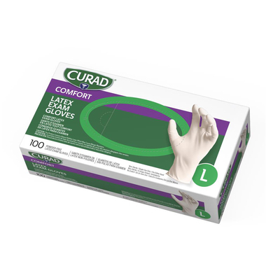 Curad Large Powder-Free Latex White Gloves BX/100