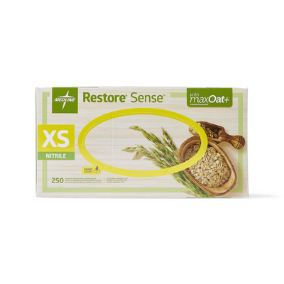 Restore Sense with maxOat+ Light Green X-Small Powder-Free Nitrile Gloves Box/250