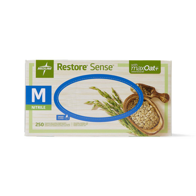 Restore Sense with maxOat+ Light Green Medium Powder-Free Nitrile Gloves Box/250