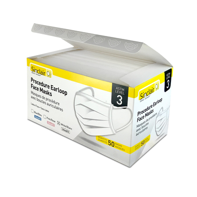 Procedure Earloop Mask White ASTM Level 3 Box/50 Latex-Free