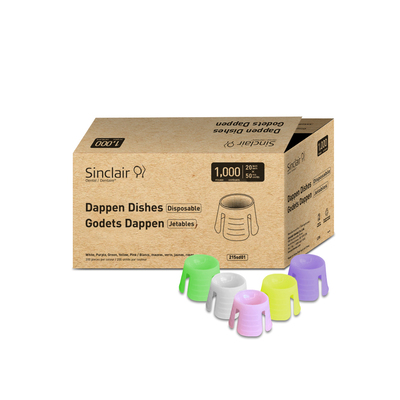 Disposable Dappen Dishes – Assorted Colours (Box of 1,000 – 200 each of: Green, Pink, Purple, White & Yellow)