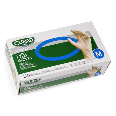Curad Stretch Medium 10x150 Vinyl Powder-Free Gloves