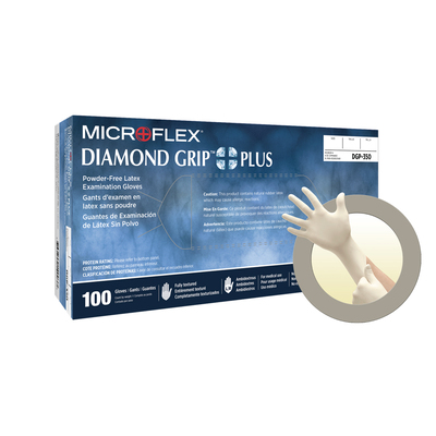 Microflex Diamond Grip Plus Powder-free Large Box/100 Latex Gloves
