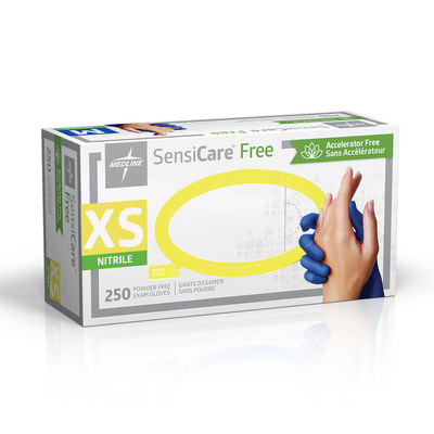 SensiCare Free Accelerator Free X-Small Powder-Free Nitrile Blue Gloves BX/250