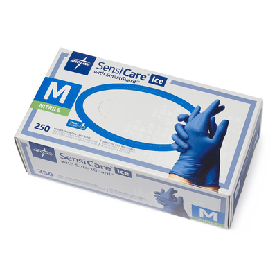 SensiCare Ice Medium Powder-Free Nitrile Blue Gloves BX/250