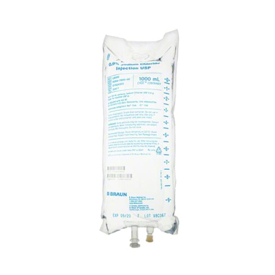 Saline - 1,000ml IV Bag 0.9% NaCl Irrigating Solution (Braun)