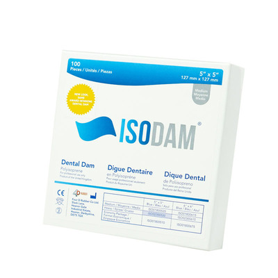 Rubber Dam 5x5 Isodam Medium Econo Pk/100 Blue Non-Latex Dams
