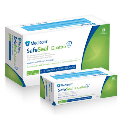 SafeSeal Quattro 5.25"x6.5" Bx/200 Sterilization Pouch