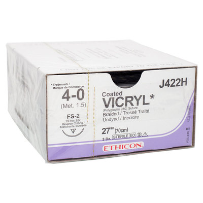 Ethicon Sutures 4-0 Vicryl 27" FS-2 Needle  Pkg/36