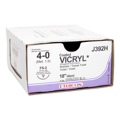 Ethicon Sutures 4-0 Vicryl 18" FS-2 Needle  Pkg/36