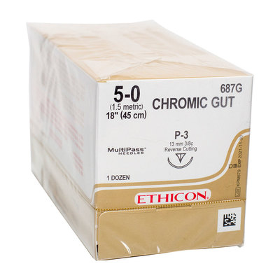 Ethicon Sutures 5-0 Chromic Gut 18" P-3 Needle  Pkg/12