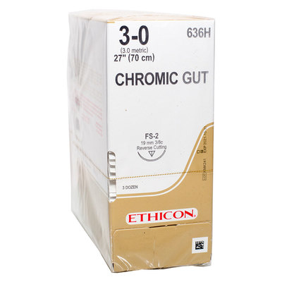 Ethicon Sutures 3-0 Chromic Gut 27" FS-2 Needle  Pkg/36