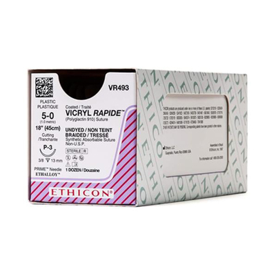 Ethicon Sutures 5-0 Vicryl Rapid Undyed Braided 18" P-3 Pk/12