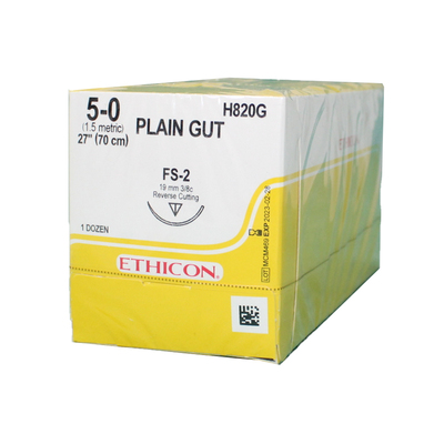 Ethicon Sutures 5-0 Plain Gut 27" FS-2 Needle (12)