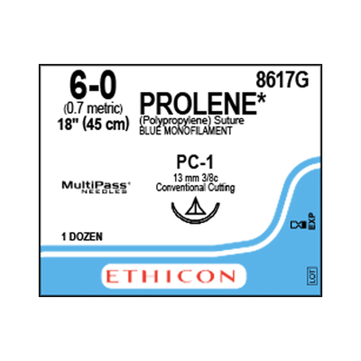 Ethicon Sutures 6-0 Prolene Blue 18" PC-1 Needle (12)