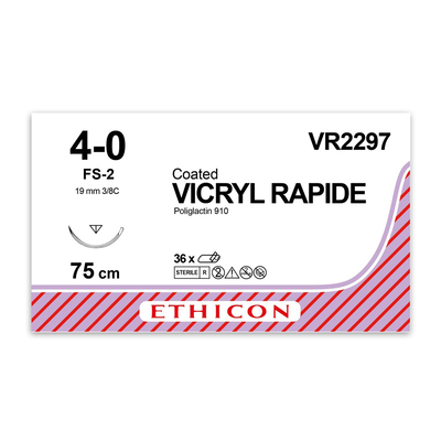 Ethicon Sutures VR2297 4-0 Vicryl Rapide Undyed Braid 27" FS-2 Needle (36)